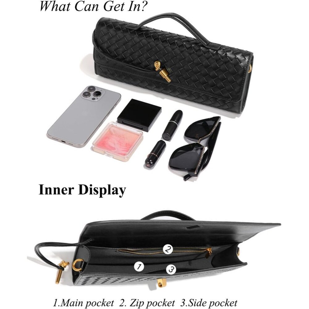 Luxury Woven Python Pattern Black Vegan Leather W… - image 5